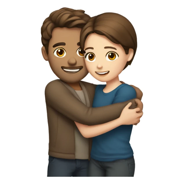 guy with brown hair hugging girl with medium brown hair  sticker