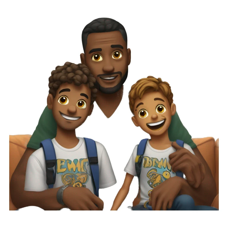 Dad and son bond indoors with tattoos sticker