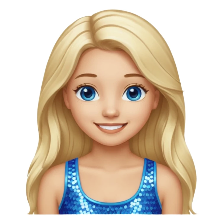 Close from Bratz with long light blonde hair, light skin, blue eyes, blue sequin crop top sticker