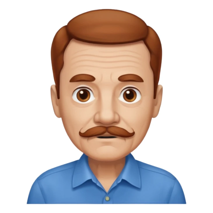 An elderly man with neatly styled reddish-brown hair, thick eyebrows, brown eyes, and a white mustache. sticker