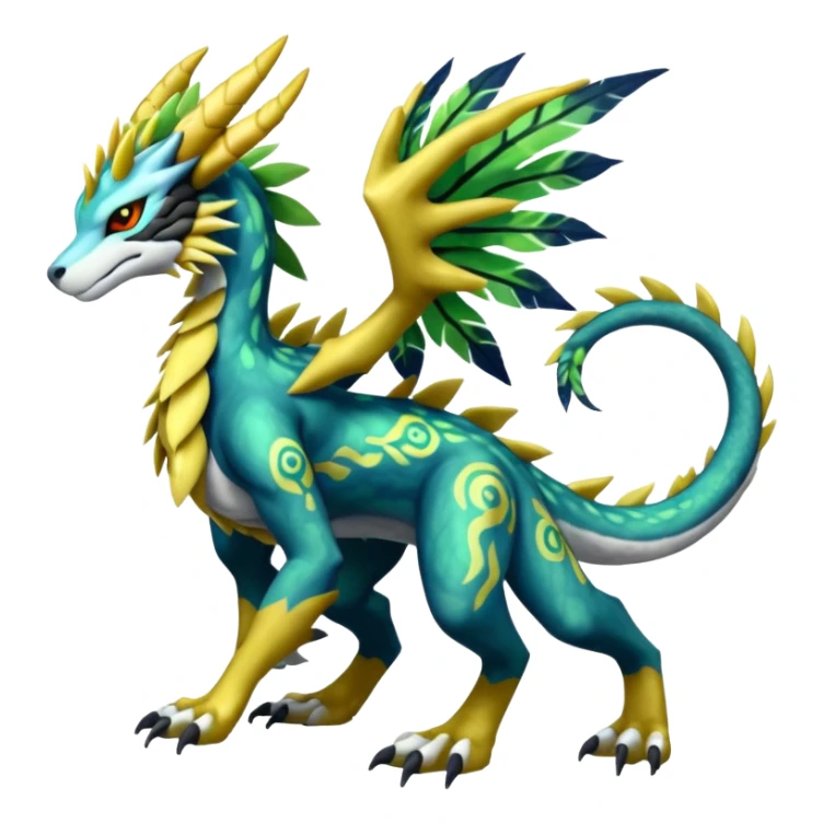  Exotic Digitigrade Dragonic Feathery ScalyMeloetta-Zygarde-Zeraora-Renamon-Protogen-Palkia-hybrid-fusion-Fakémon-creature, full body sticker