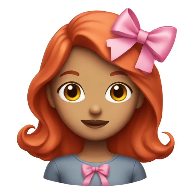 girl with red hair and two pink bows sticker