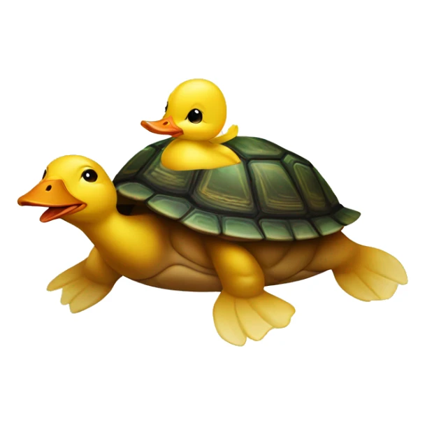 duckling on top of a turtle sticker