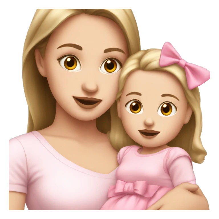White girl with a baby girl pink bows sticker