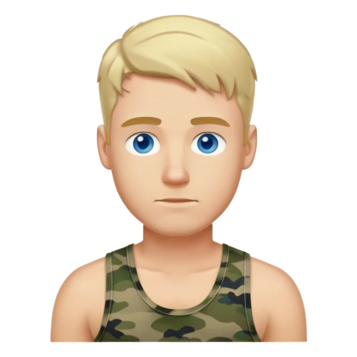 Blonde hair blue eyed white guy in camo tank top  sticker