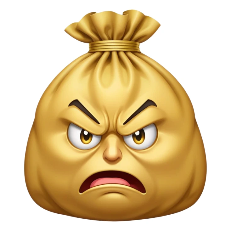 angry bag of money with furrowed brows and frown sticker