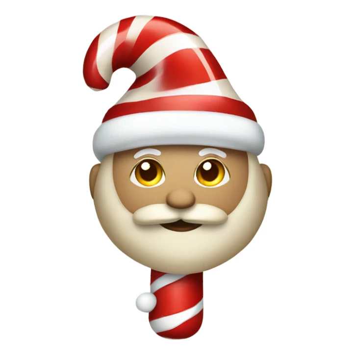 Santa in a beige suit hanging from a candy cane  sticker