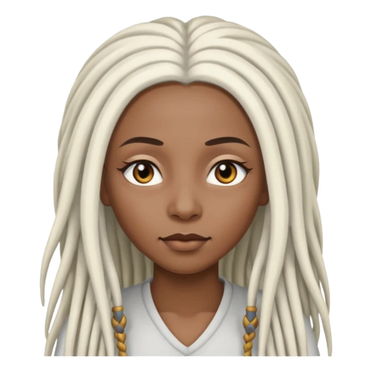 black woman with gray eyes with long white dreadlocs sticker