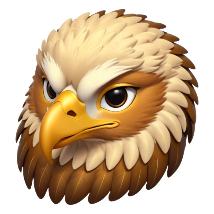 Meme-Worthy Cute Sleeping Golden Eagle Portrait Emoji, Head resting peacefully with a contented smile, showcasing a stately, broad-beaked form with eyes gently closed in serene slumber and luxuriously soft, golden plumage, Simplified yet adorably endearing features, highly detailed, glowing with a soft, drowsy amber light, high shine, relaxed and utterly lovable, stylized with an air of playful laziness, soft glowing outline, capturing the essence of a sleeping golden eagle that feels destined to become the next viral icon of adorable rest! sticker