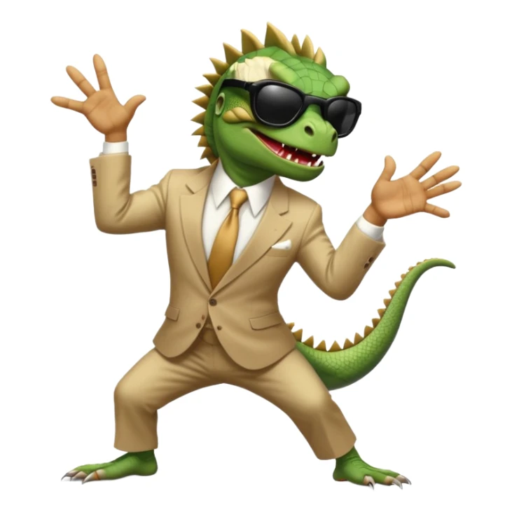 capitalist iguana banker godfather with black sunglasses breakdance scaring sticker