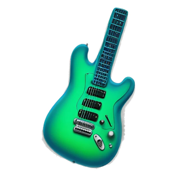 Green Blue Electric Guitar with Rats as decal sticker