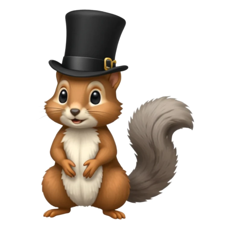 Squirrel (All of its fur gray colored), with a completely black tophat sticker