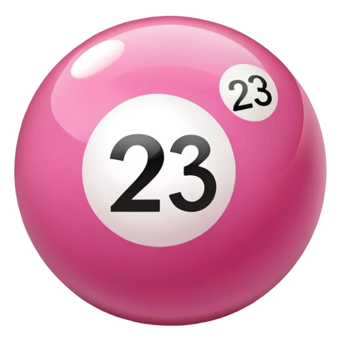 pink billiard ball with the number 23 sticker