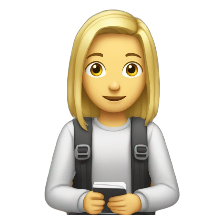 Student with straight shoulder hair who was listening and talking online record sticker