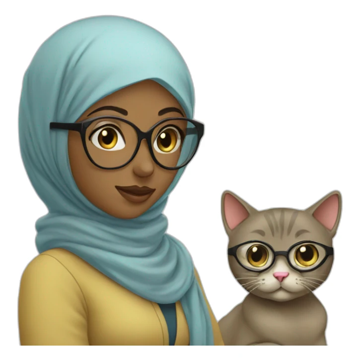 Hijab girl with glasse and cat sticker