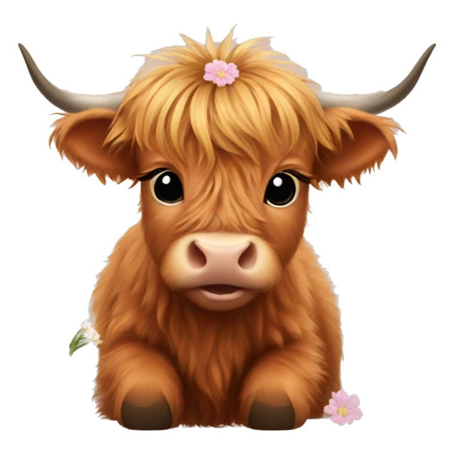 Baby highland cow flowers sticker
