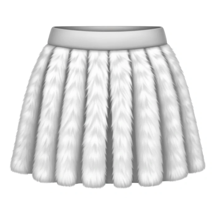 super realistic white fur mini skirt isolated sticker