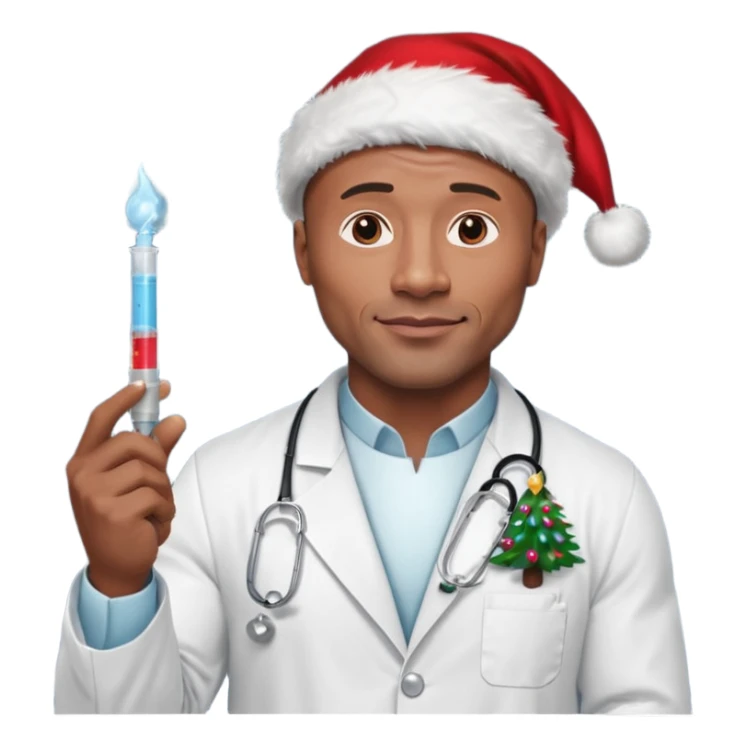 the rock vestido de doctor con una geringa en navidad sticker