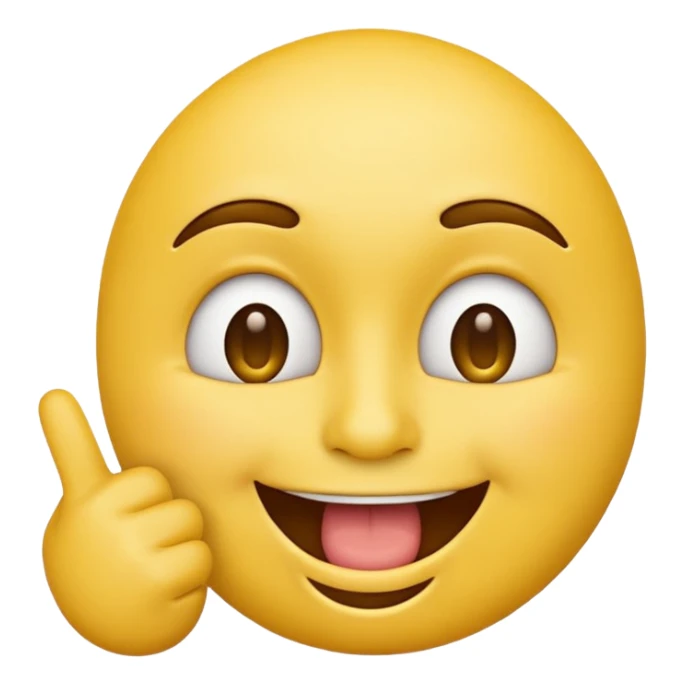 Emoji tête jaune avec un sourire et le doigt à moitié devant le  sticker