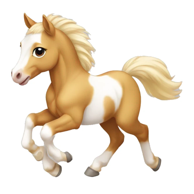 Piebald palomino yellow brown horse foal baby running sticker