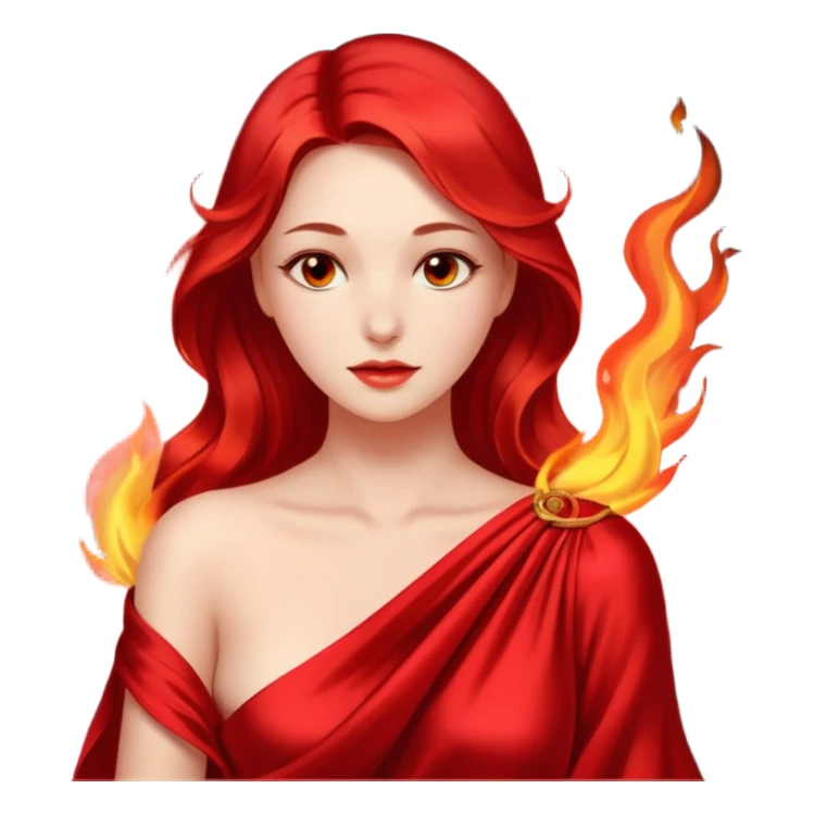 Woman slowly letting red silk fall from her shoulders, firelight flicker sticker