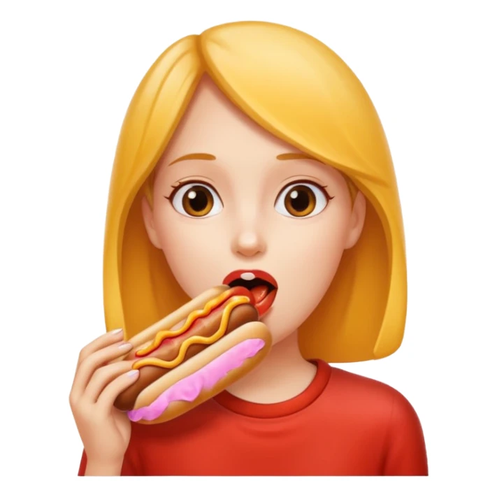Girl hotdog inside mouth sticker