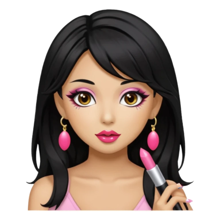 Gyaru girl black hair glossy lips sticker