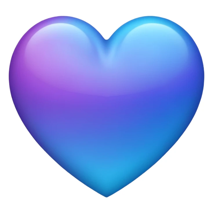 Combined blue and purple colour in one heart emoji sticker