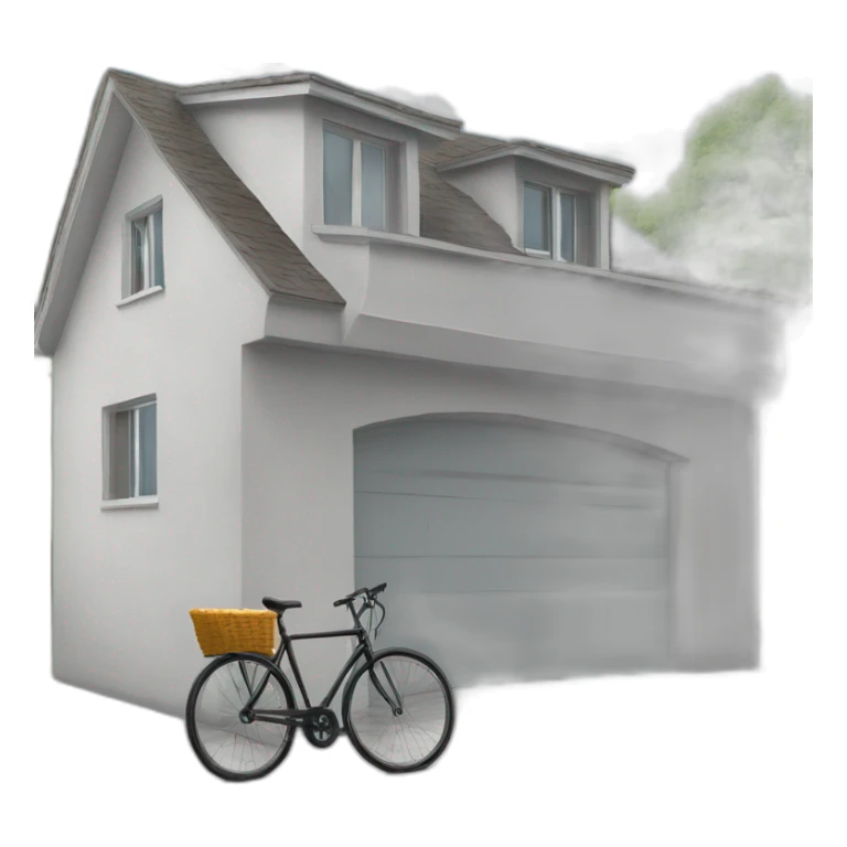 Un vélo sur le toit d une maison grise sticker