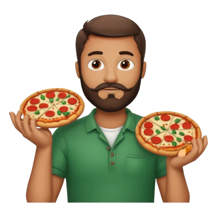italian man with beard holding a pizza with hands on neck sticker