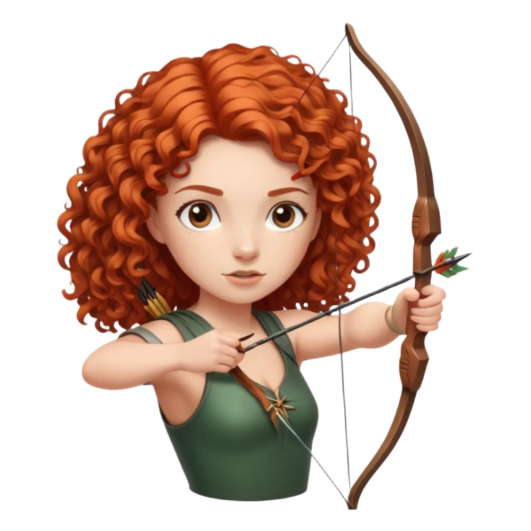 curly red haired girl using bow and arrow sticker