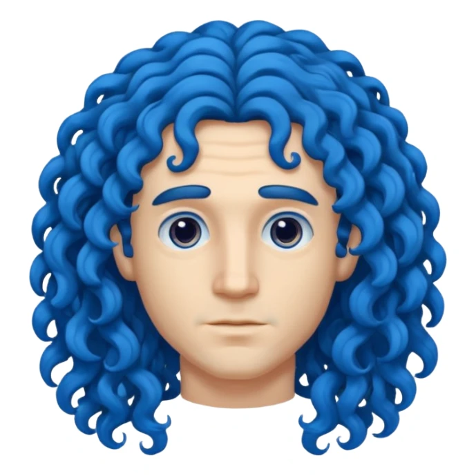 man with very blue curly long blue hair sticker
