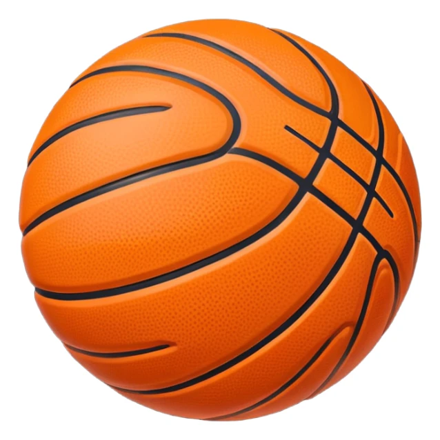 basketball ball object icon, glossy texture, clean seams, 3D cartoon, mobile game icon style, centered, soft shadow, clean background, no text, no watermark sticker