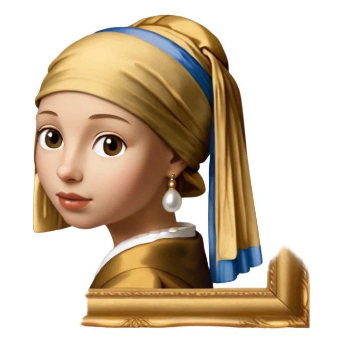 Johannes Vermeer, Girl with a Pearl Earring,  in gold frame sticker