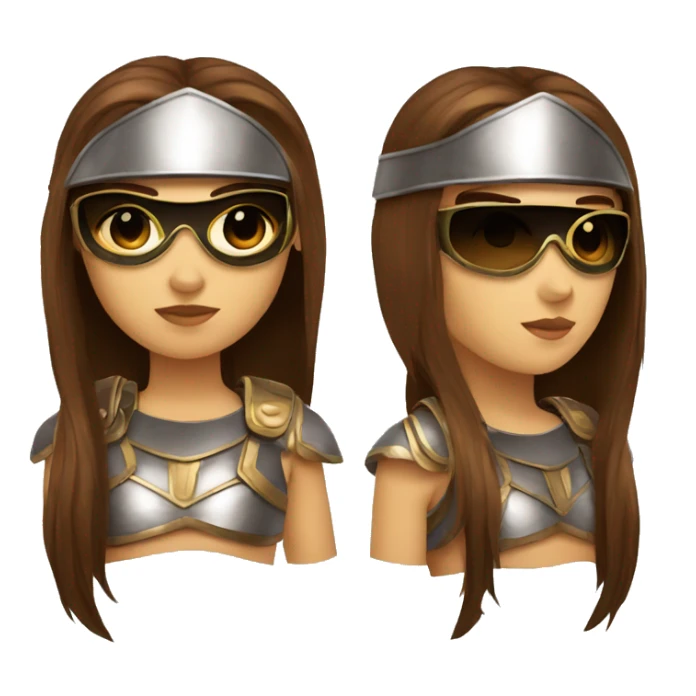 Girl gladiator head with long straight brown hair and sunglasses  sticker