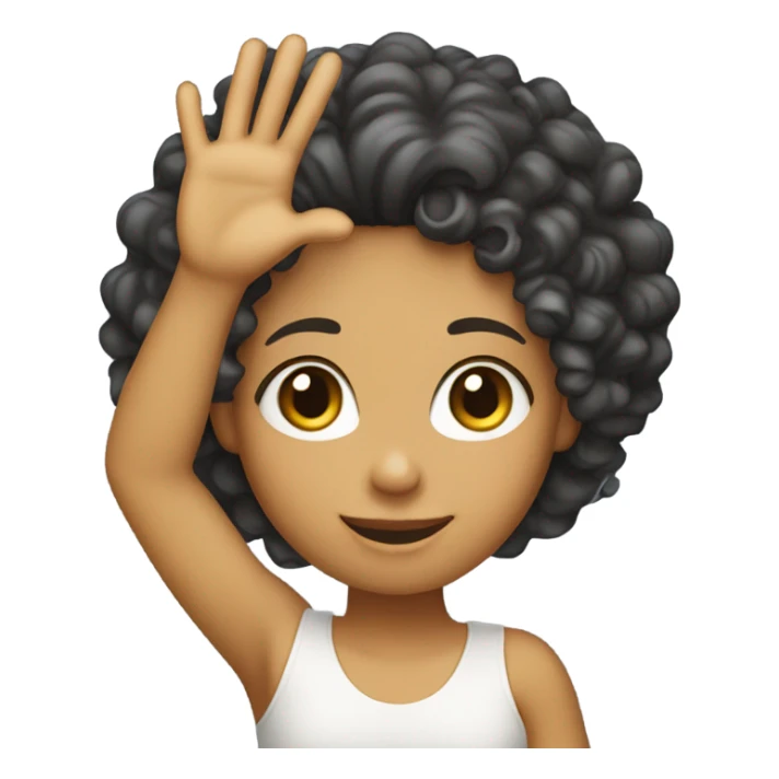 light skin curly hair girl holding up L  sticker