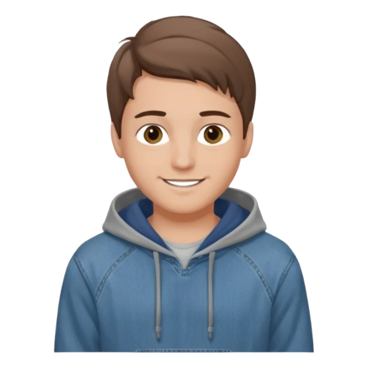 Kjekk gutt (lys i huden) som har pynta seg. Har på seg Jeans og grå hette genser og håret skal være  midtskill og fargen på håret er brunt. Litt øyevipper men ikke mye og litt mørke brun. Skal se HOT Å SEXY UT smile mer!!! sticker