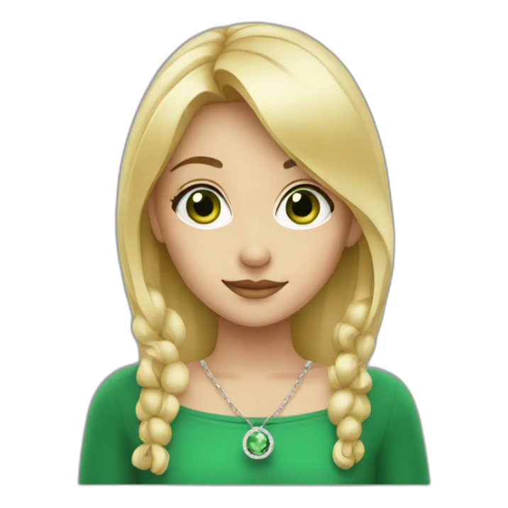 blonde girl with green eyes and a ring sticker