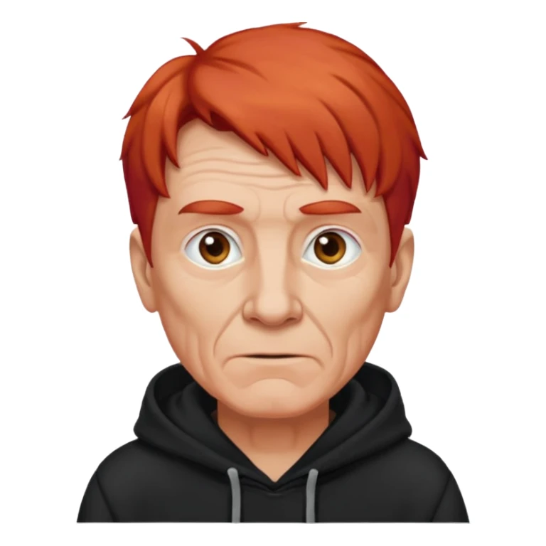 old manwith red hair and black hoodie sticker