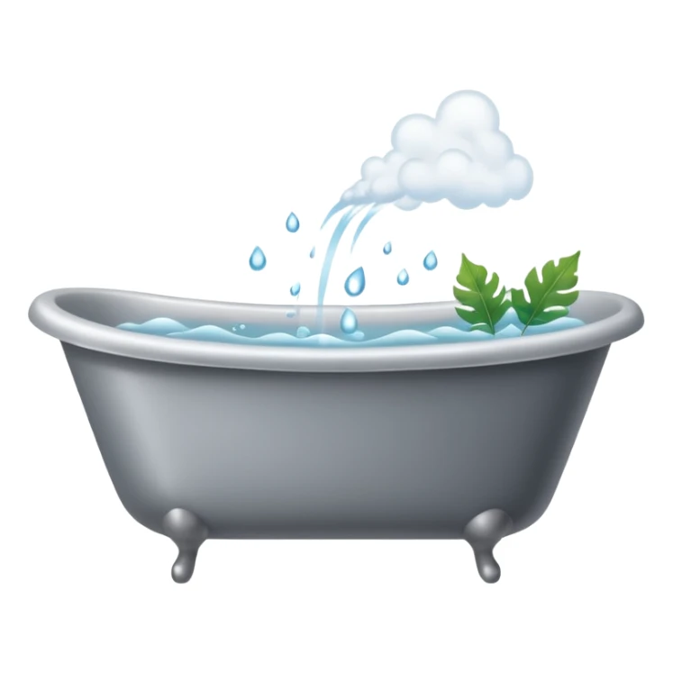Bathtub with leaves for bubbles and smoke  sticker