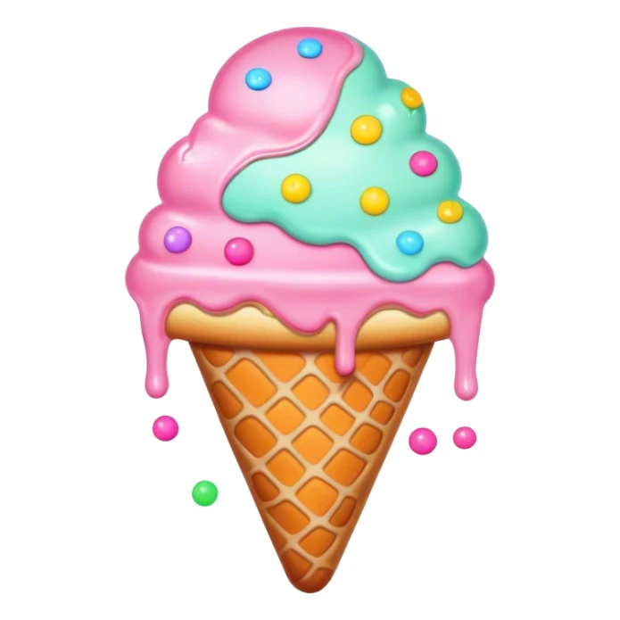 Melted neon kawaii pastel ice cream pizza sticker