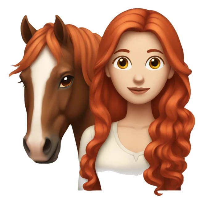 White Woman with red long hair and brownhorse sticker