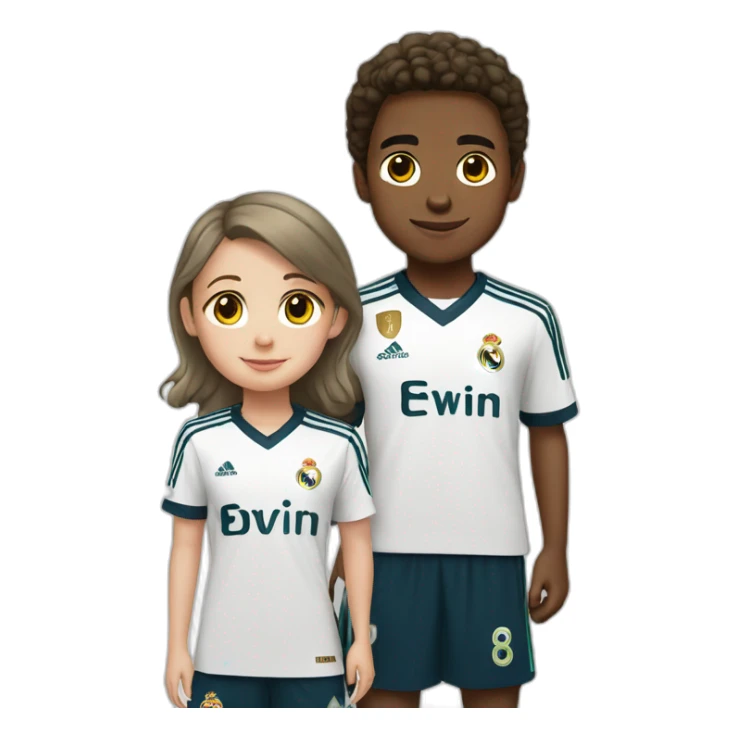 A boy and a girl in Real Madrid uniforms sticker
