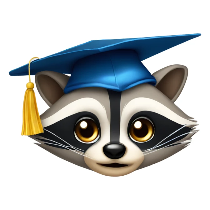 raccoon face wink eyes with graduation hat sticker