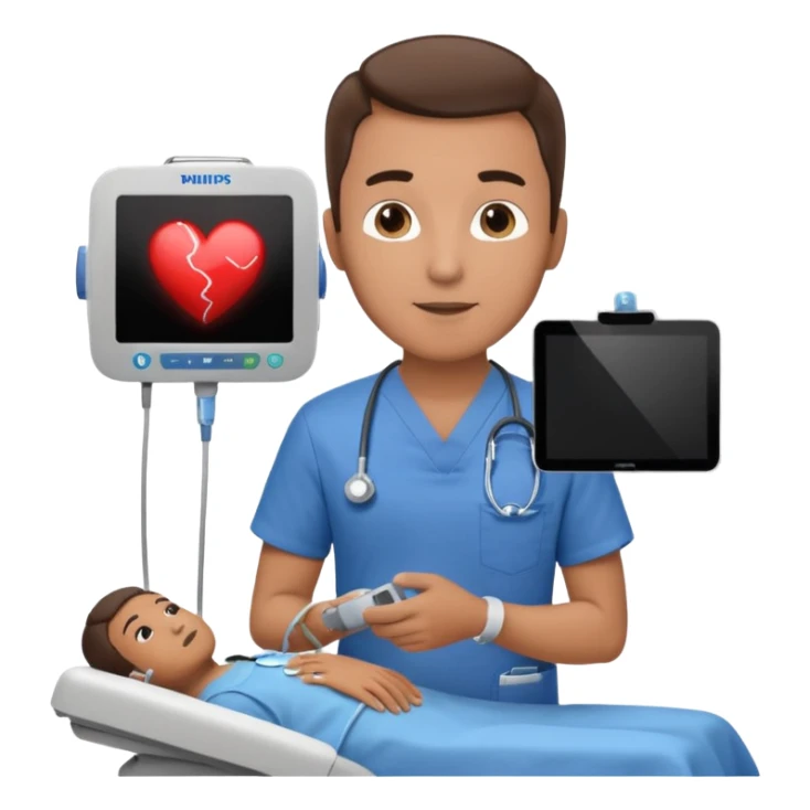 Male Cardiac sonographer with Philips ultrasound machine sticker
