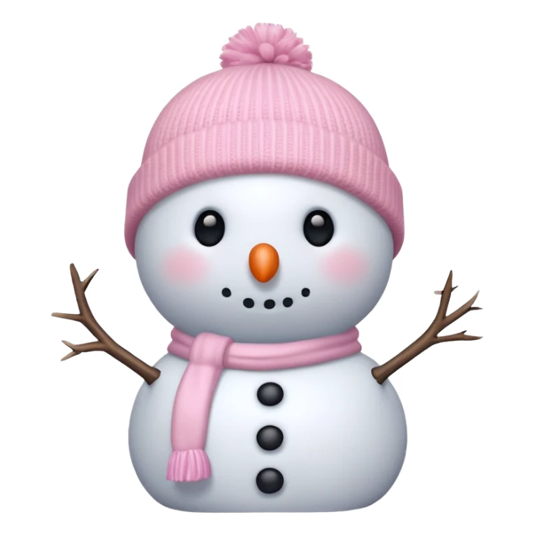 cute white and light pink snowman up close wearing beanie sticker
