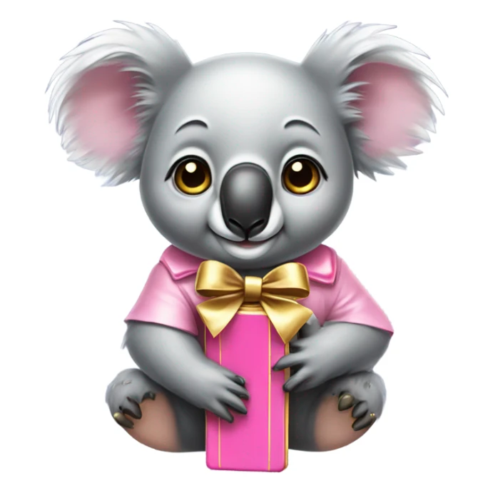 Koala with a pink bow on head with gold bar  sticker
