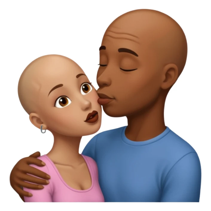 Brown skin bald man kissing brown skin girl sticker