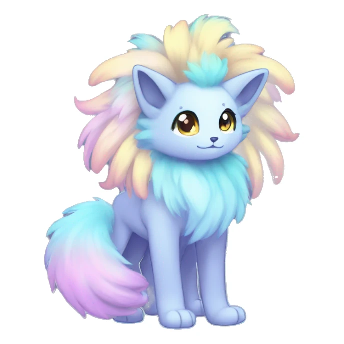 Shiny Fluffy Long Mane Kawaii Ethereal Anthro Sona Nebula Fakemon sticker