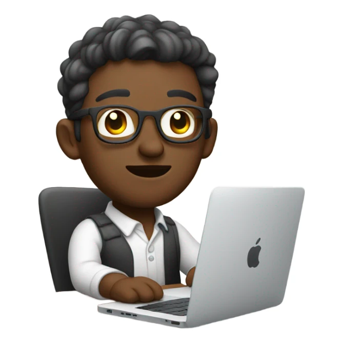 white skin product designer sitting with macbook sticker